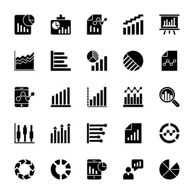 İş çizelgeleri ve diyagramları katı simgeler 3