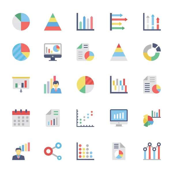 Zakelijke grafieken en diagrammen gekleurde pictogrammen 1 — Stockvector