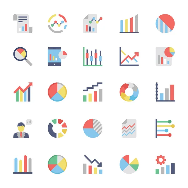 Gráficos de negócios e diagramas coloridos ícones 3 —  Vetores de Stock