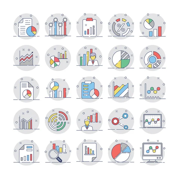 Gráficos de negócios e diagramas coloridos ícones 2 —  Vetores de Stock