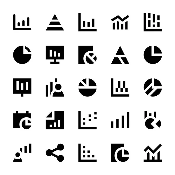 Graphiques et diagrammes d'affaires Icônes solides 1 — Image vectorielle