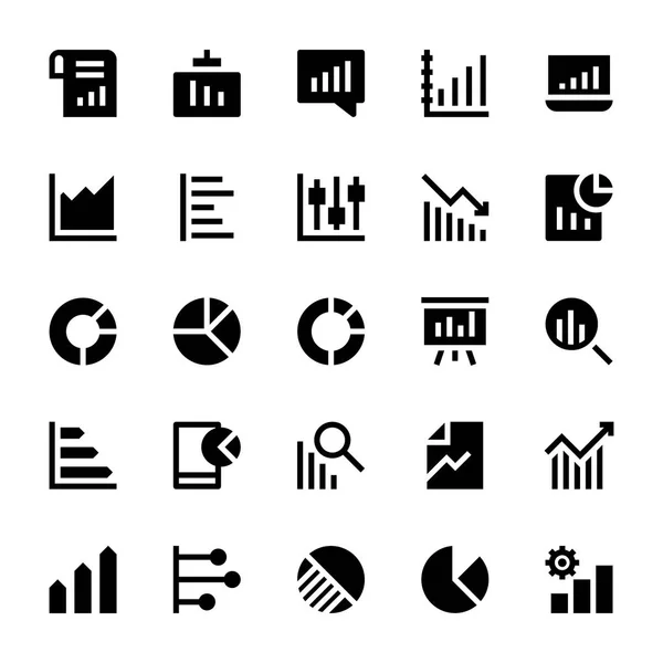 Business Charts and Diagrams Solid Icons 3 — Stock Vector