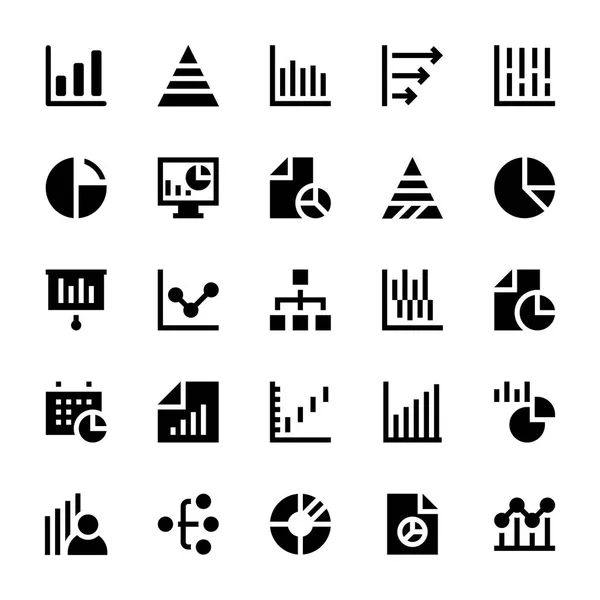 Gráficos y diagramas empresariales Iconos sólidos 1 — Archivo Imágenes Vectoriales