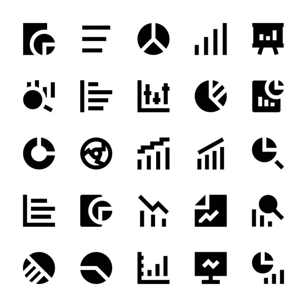 Geschäftsdiagramme und Diagramme solide Symbole 3 — Stockvektor