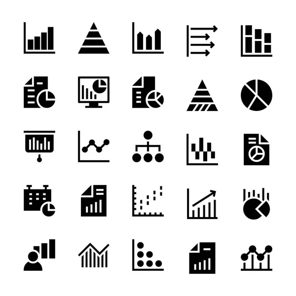 Gráficos y diagramas empresariales Iconos sólidos 1 — Archivo Imágenes Vectoriales