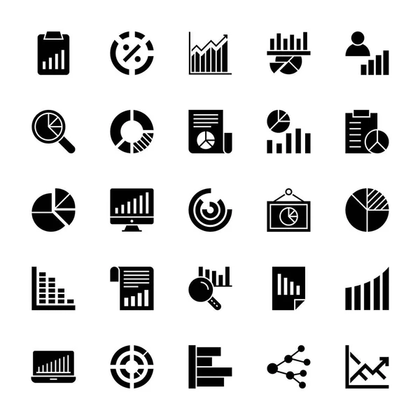 Business Charts and Diagrams Solid Icons 2 — Stock Vector