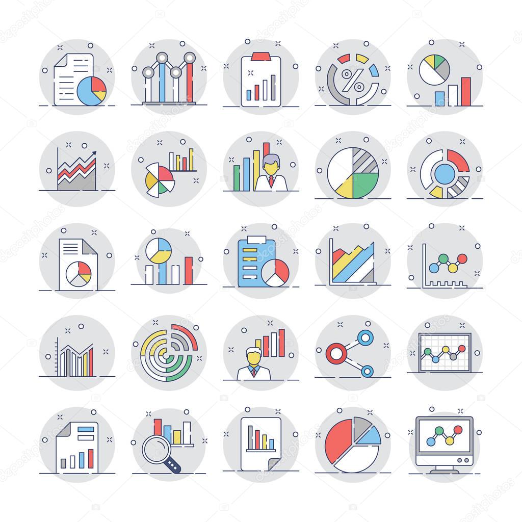 Business Charts and Diagrams Colored Icons 2