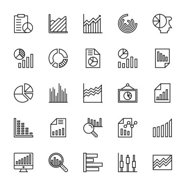 İş çizelgeleri ve diyagramları vektör hat simgeler 2