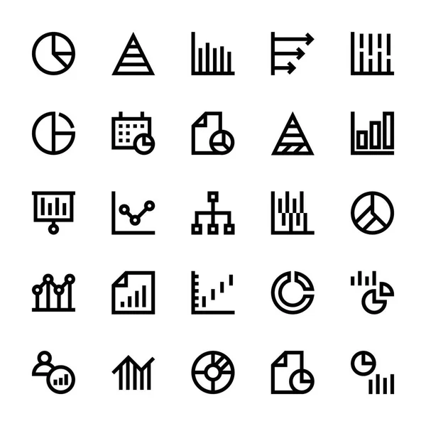 Business Charts and Diagrams Vector Line Icons 1 — Stock Vector