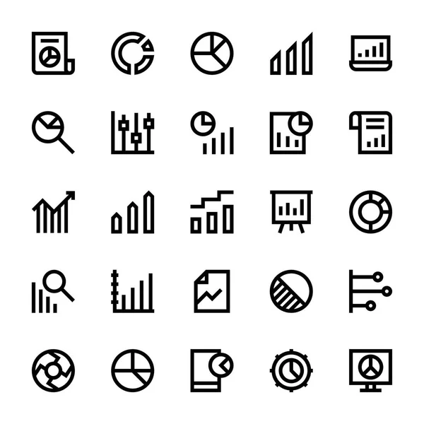 Graphiques et diagrammes d'affaires Icônes vectorielles de ligne 3 — Image vectorielle