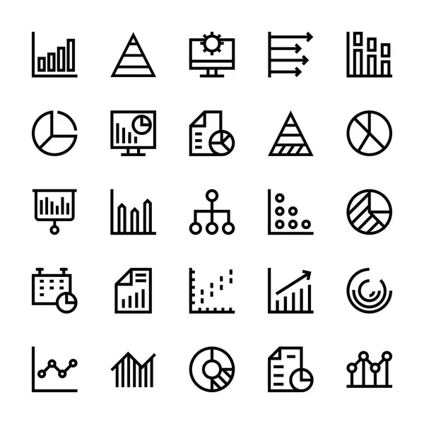 Geschäftsdiagramme und Diagramme Vektorzeilensymbole 1 — Stockvektor