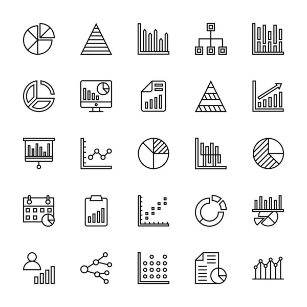 Gráficos de Negocios y Diagramas Vector Line Iconos 1 — Vector de stock