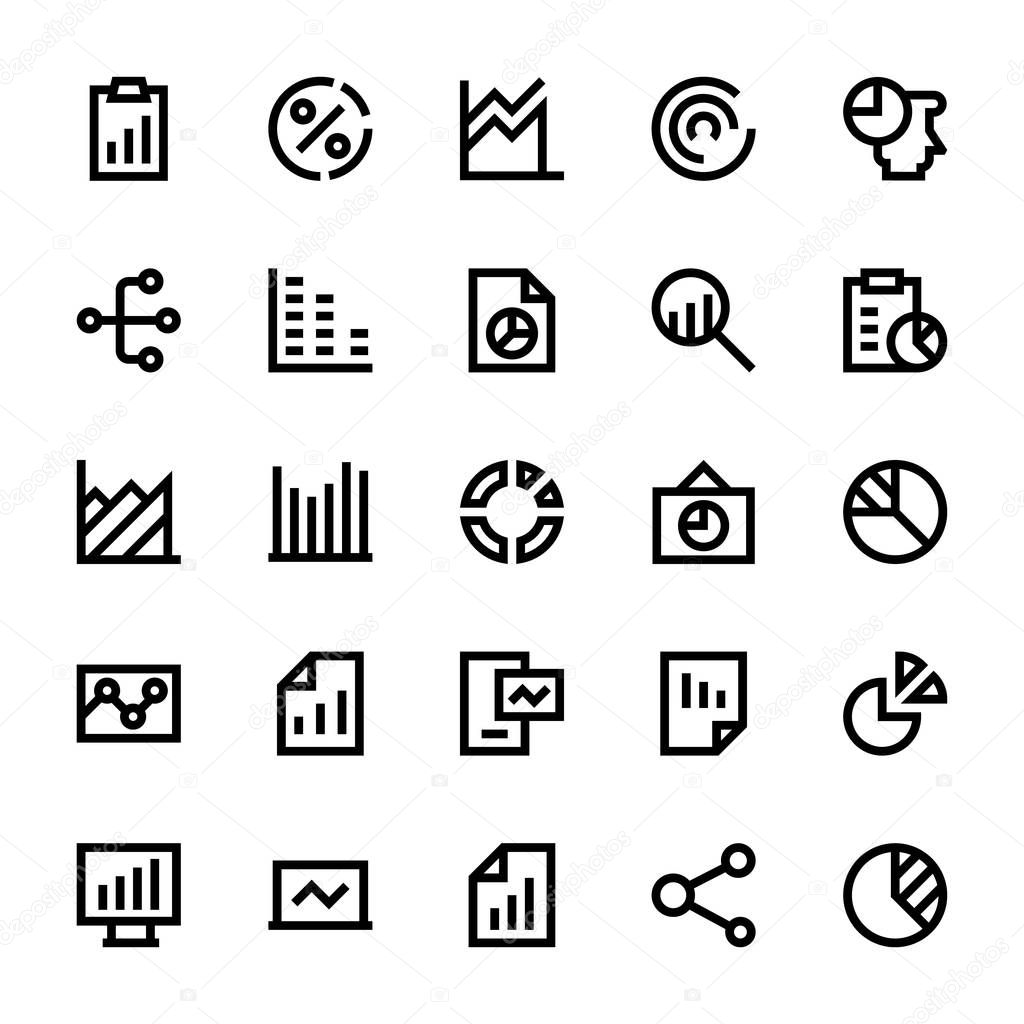 Business Charts and Diagrams Vector Line Icons 2