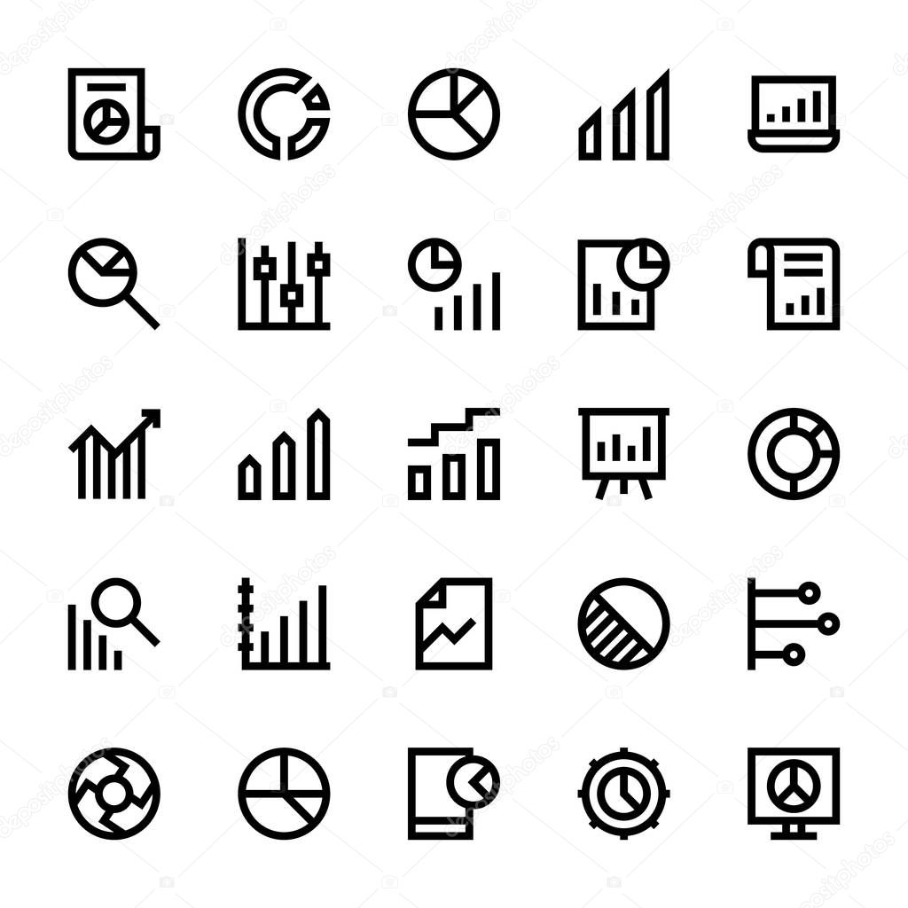 Business Charts and Diagrams Vector Line Icons 3
