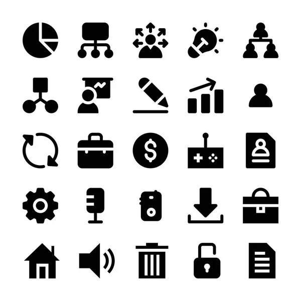 Project Management Solid Icons — Stock Vector