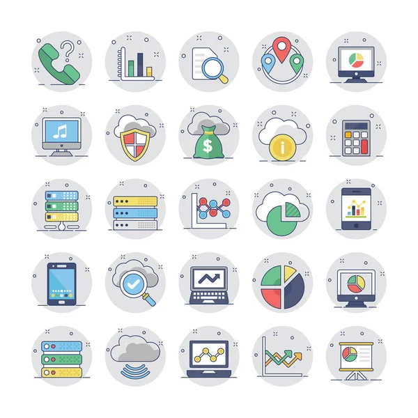 Cloud Computing Iconos de colores planos 2 — Vector de stock