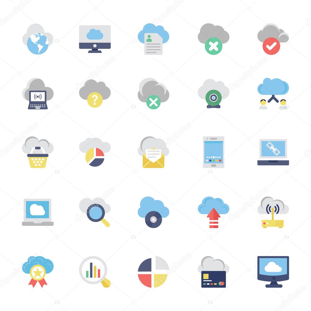 Cloud Computing Flat Colored Icons 1