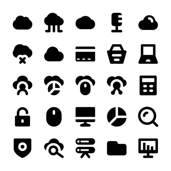 Cloud Computing Iconos sólidos 1 — Archivo Imágenes Vectoriales