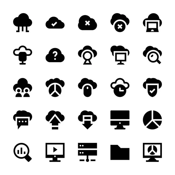 Cloud Computing Iconos sólidos 1 — Archivo Imágenes Vectoriales