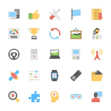 Multimedya düz renkli simgeler 6