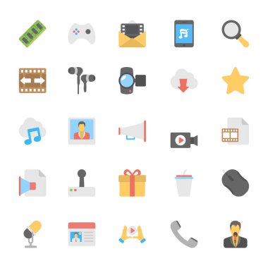 Multimedya düz renkli simgeler 4
