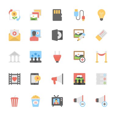 Multimedya düz renkli simgeler 10