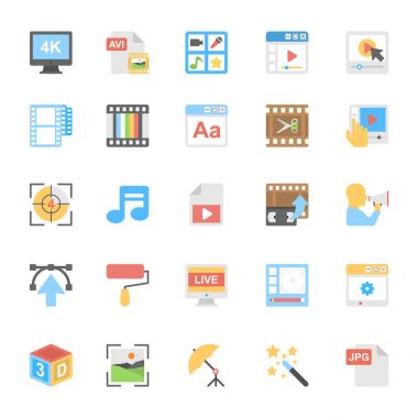 Multimedia Flat Colored Icons 8 clipart