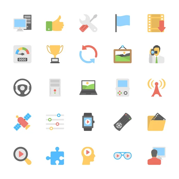 Multimedia Iconos de colores planos 6 — Archivo Imágenes Vectoriales