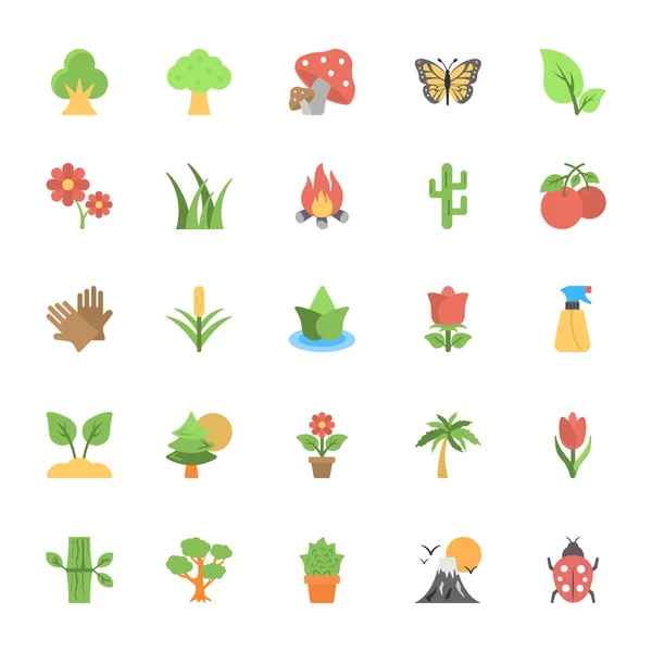 Nature and Ecology Flat Colored Icons 1 — Stock Vector