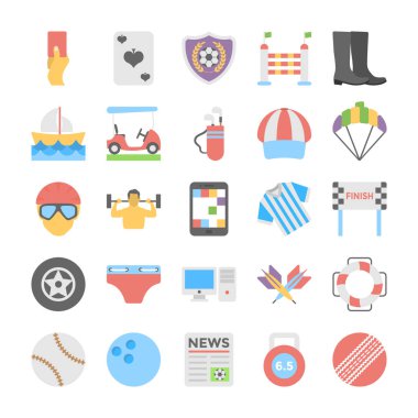 Spor ve oyunlar düz renkli simgeler 5