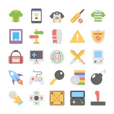 Spor ve oyunlar düz renkli simgeler 7