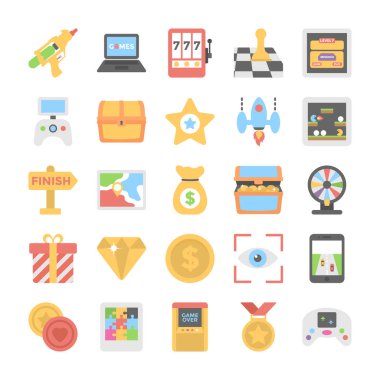 Spor ve oyunlar düz renkli simgeler 8