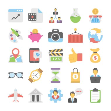 İş düz renkli simgeler 2