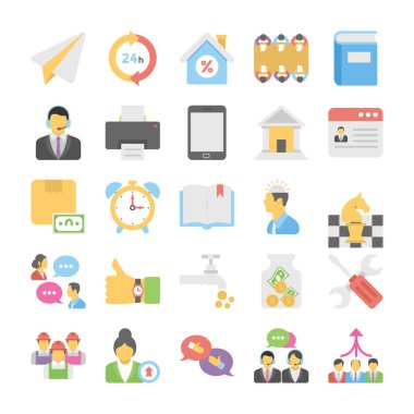 İş düz renkli simgeler 13