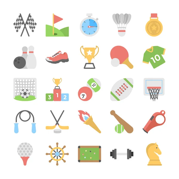 Sports and Games Flat Colored Icons 1 — Stock Vector