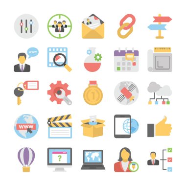 SEO ve düz renkli simgeler 3 pazarlama dijital