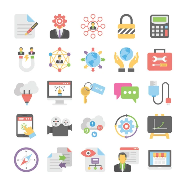 Icone colorate piatte di marketing Seo e digitale 4 — Vettoriale Stock