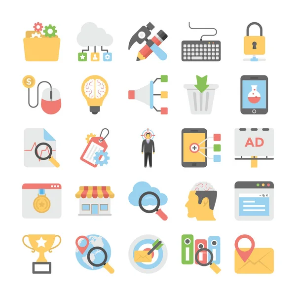 Seo y Marketing Digital Iconos de Color Plano 8 — Vector de stock