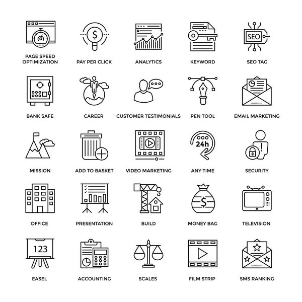 Иконки плоской линии веб-дизайна 4
