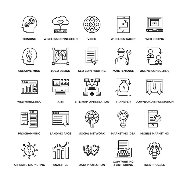 Diseño Web Iconos de línea plana 3 — Vector de stock