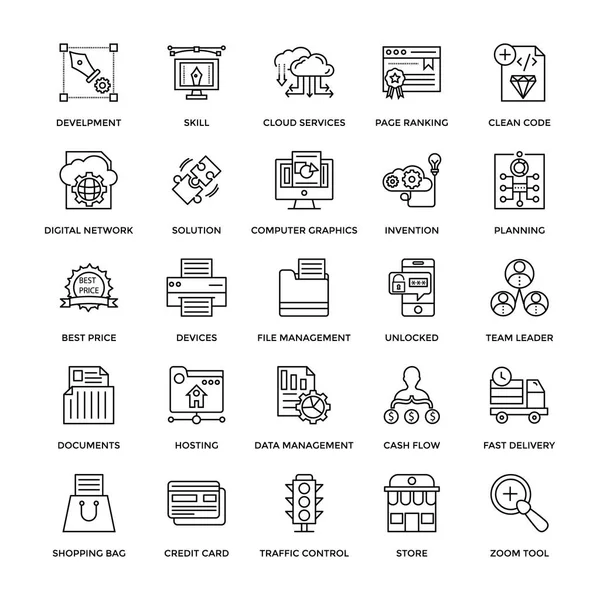 Diseño Web Iconos de línea plana 5 — Vector de stock