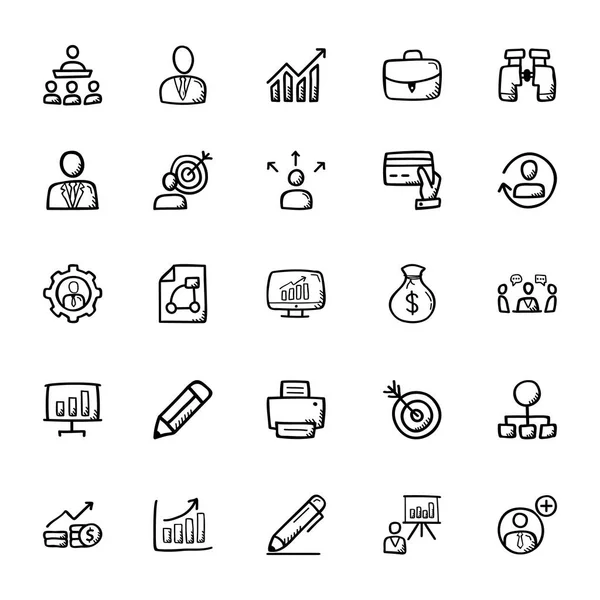 Iconos de Doodle de negocios 1 — Vector de stock