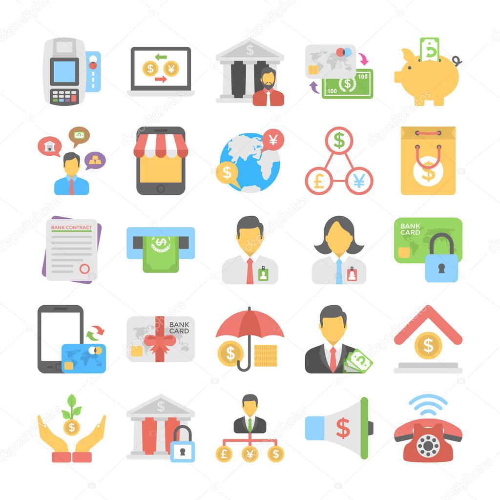 Banking and Finance Flat Colored Icons 3