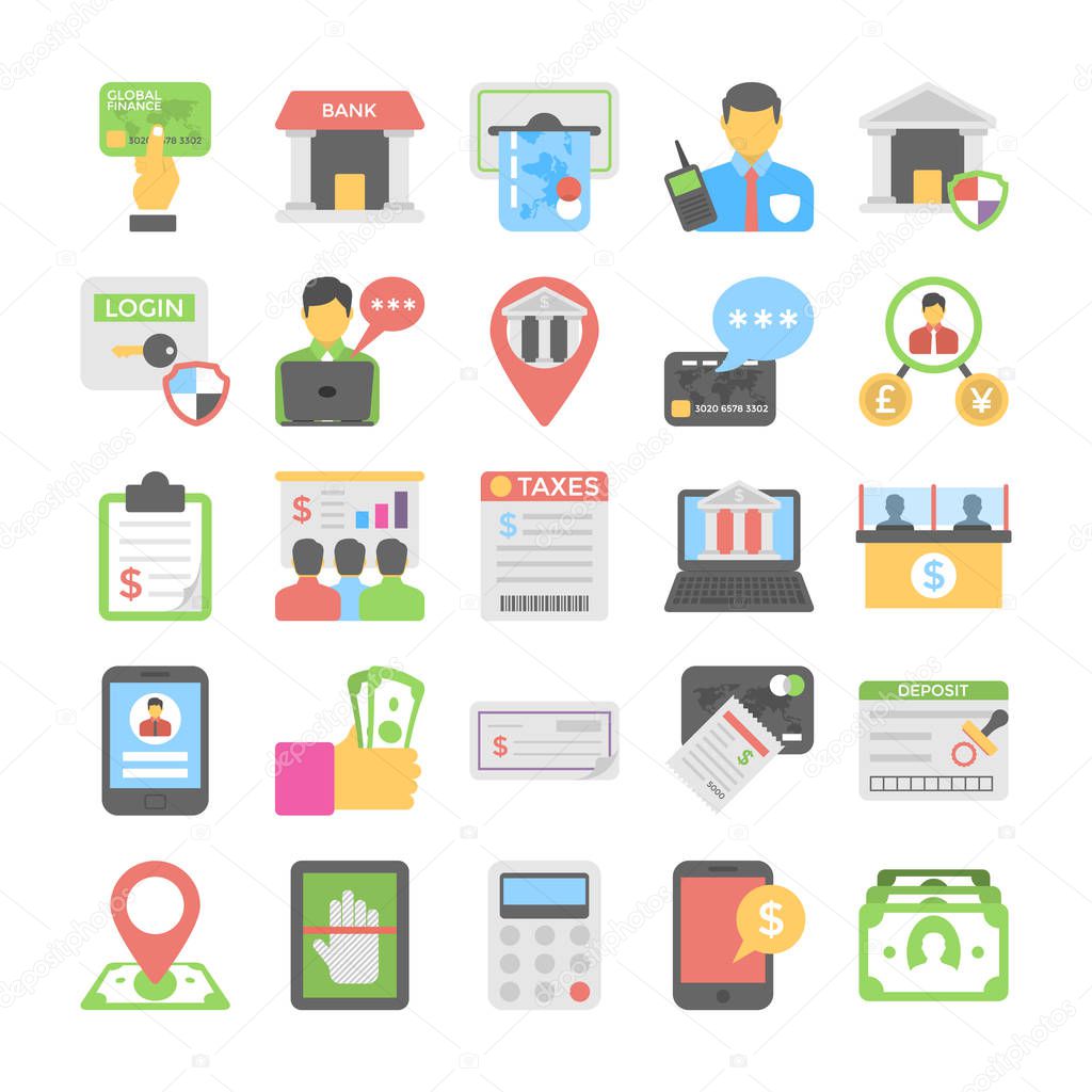 Banking and Finance Flat Colored Icons 1
