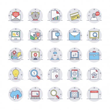 Renkli simgeler 3 SEO ve pazarlama