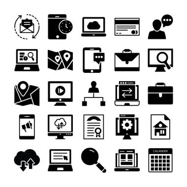 SEO ve pazarlama katı simgeler 3