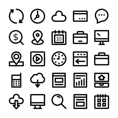 SEO ve pazarlama vektör hat simgeler 3