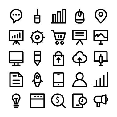 SEO ve pazarlama vektör hat simgeler 4