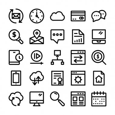 SEO ve pazarlama vektör hat simgeler 3