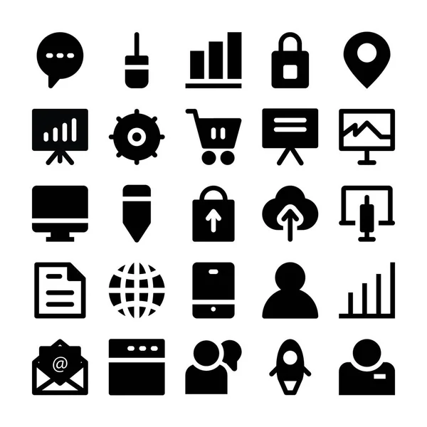 SEO and Marketing Solid Icons 4 — Stock Vector